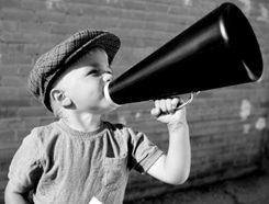 child holding megaphone