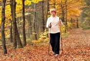 woman walking in forest