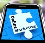 phone screen on text reading "online marketing"