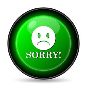 "Sorry!" green button