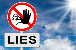 text on sign that reads "LIES"