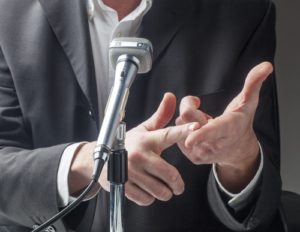 man giving speech