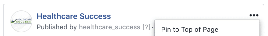 Pin to Top of Page option on Facebook