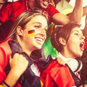 Photos of young women at a sporting event