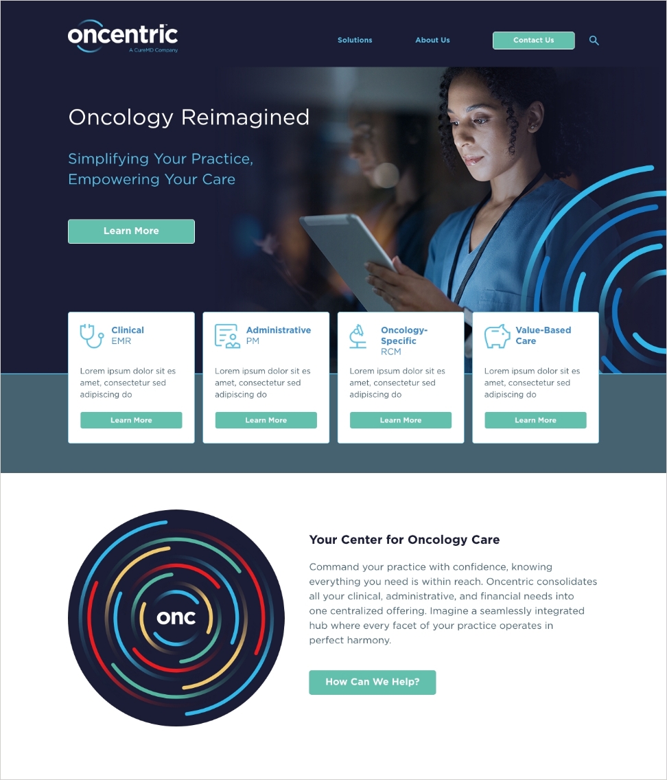 Oncentric healthcare branding portfolio