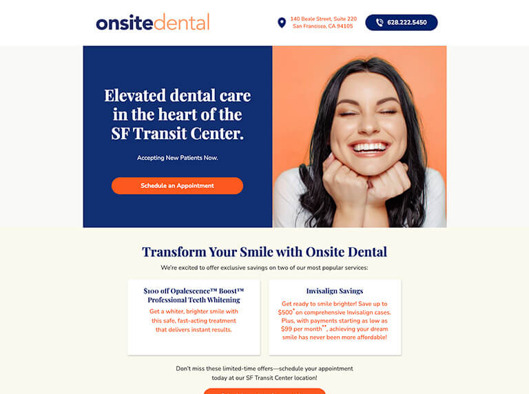 Onsite Dental Landing Page Visuals